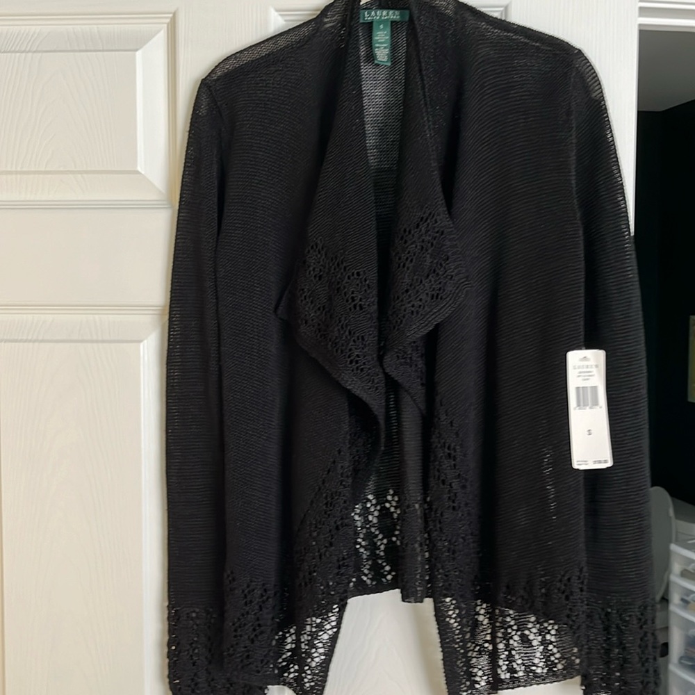 RALPH LAUREN knit sweater with tags knit lace on cuffs and bottom